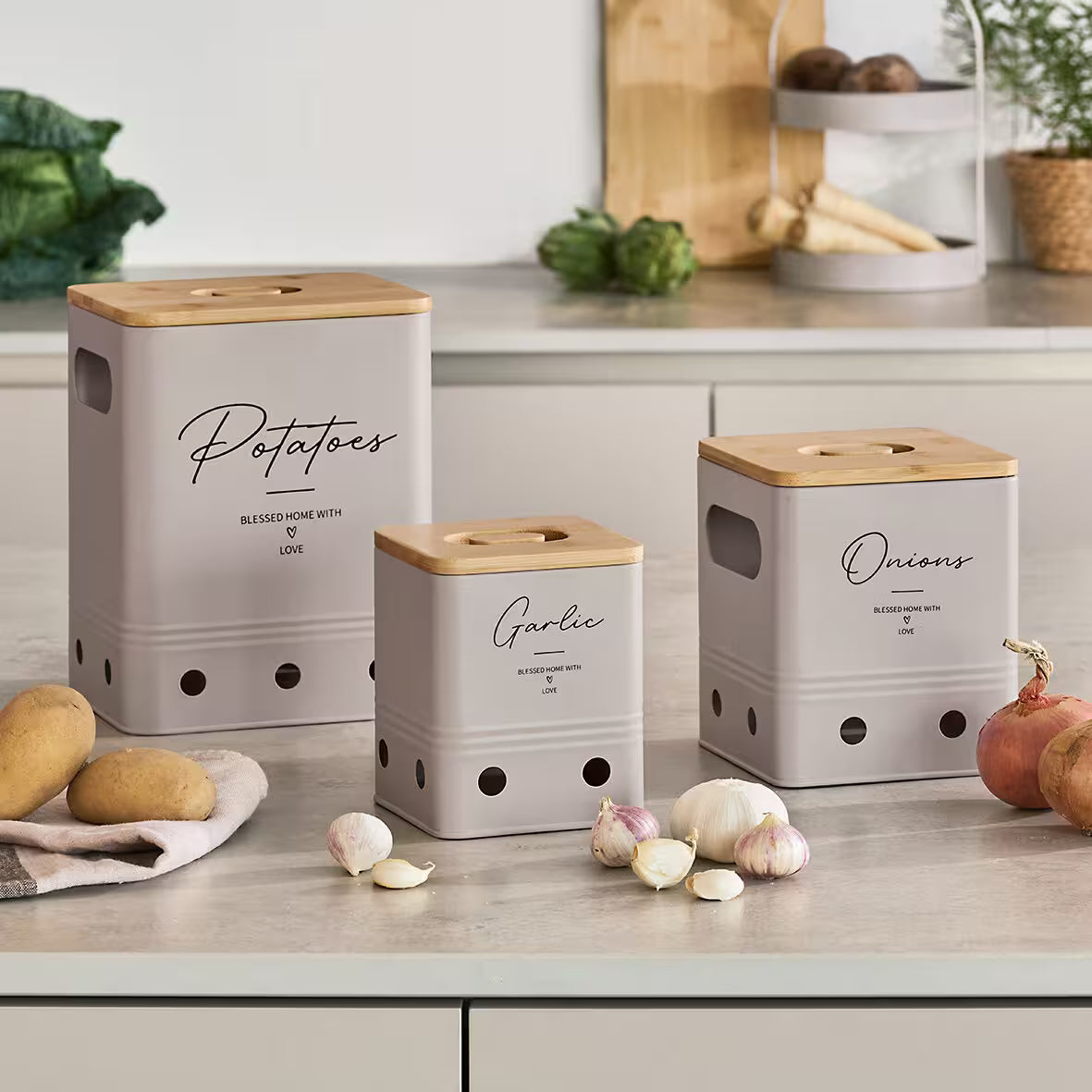 Storag Tins- Potatoes, Garlic & Onion- Greig