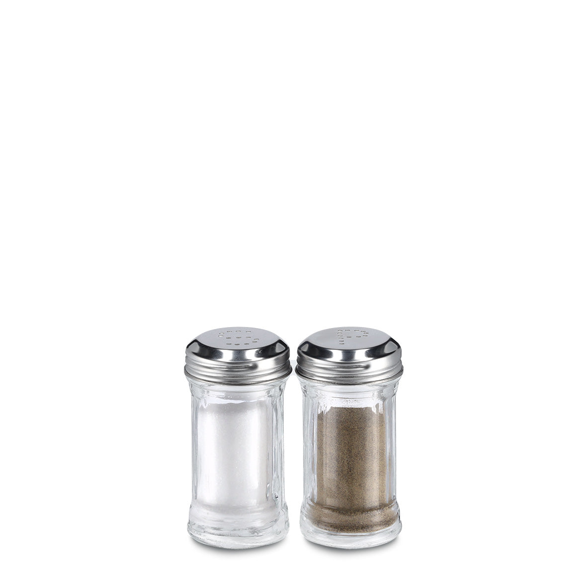 Salt & Pepper Shaker Set, 2pcs, Glass/Stainless Steel