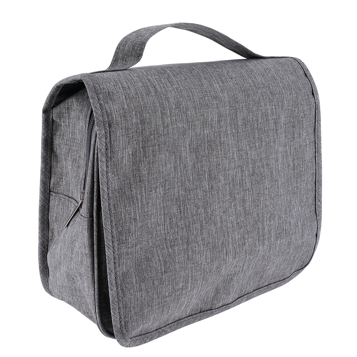 Zipped Toiletry Bag To Hang, Velcro Closure - Heather Grey