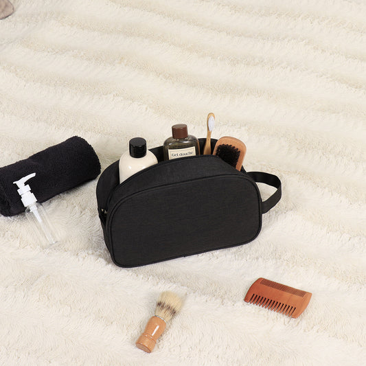 Zip Rectangular Toiletry Bag, Heather  Black