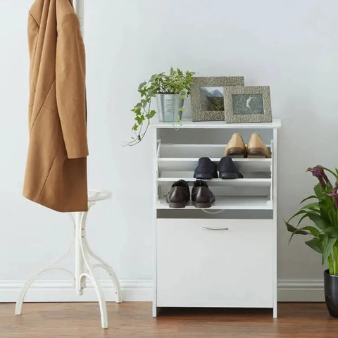 Shoe Cabinet With Seat Cushion Light Oak/Grey