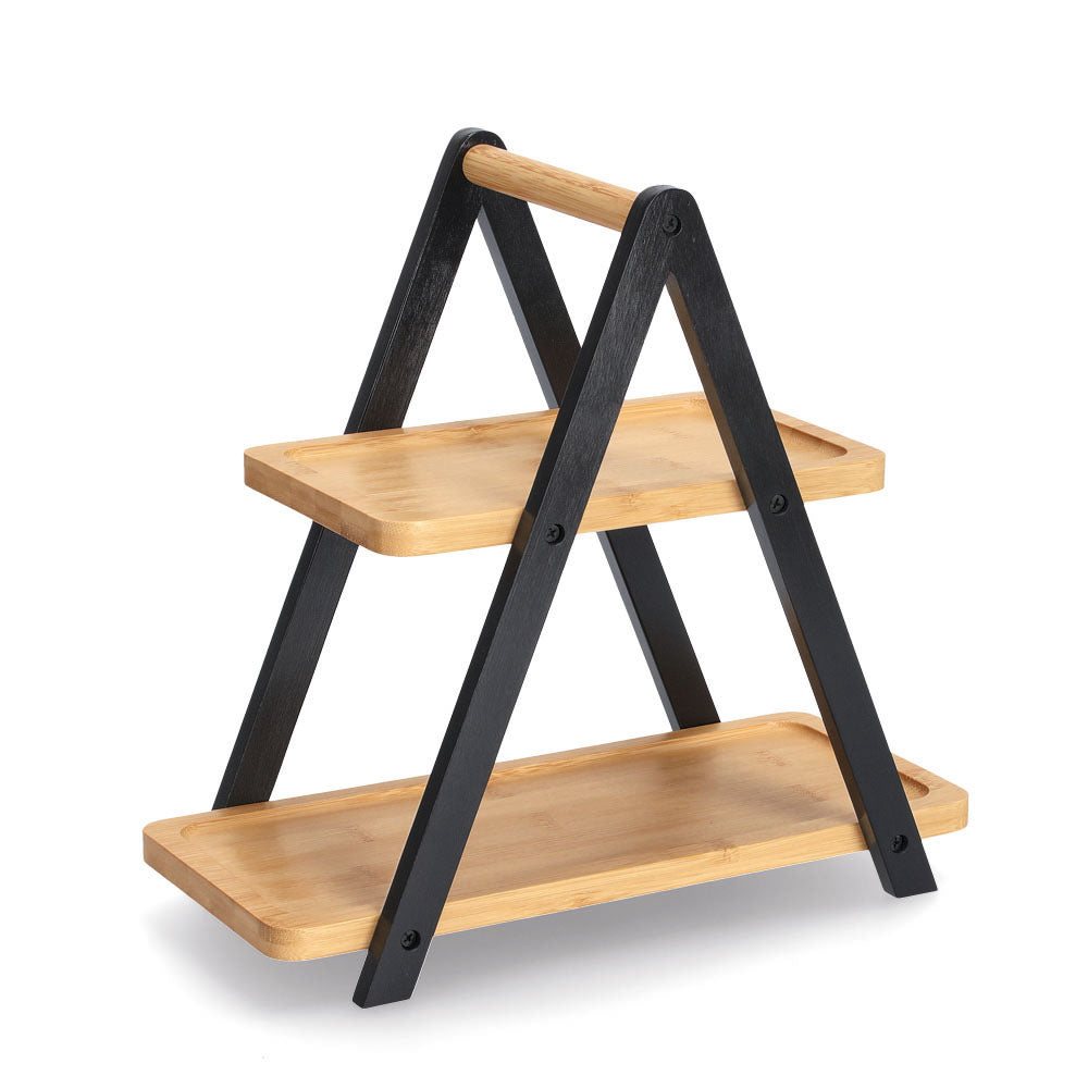 Two Tier Bamboo Serving Stand