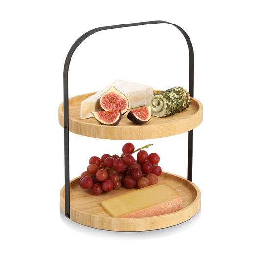 Two Tier Bamboo Serving Stand