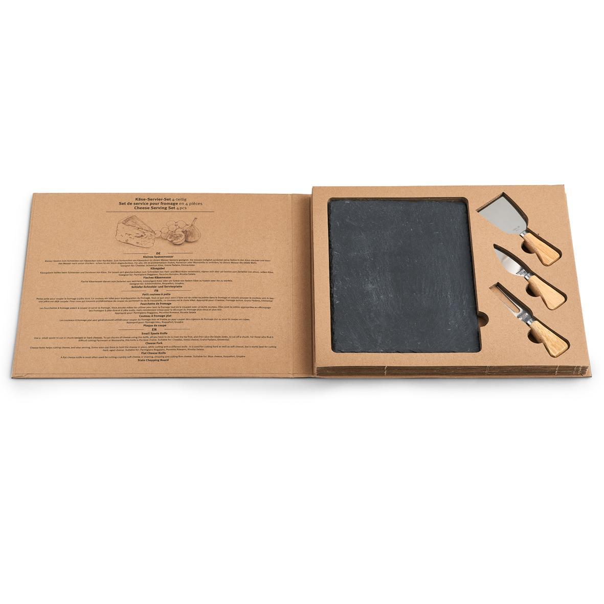 Cheese Slate Serving Set 4 piece including cheese knives