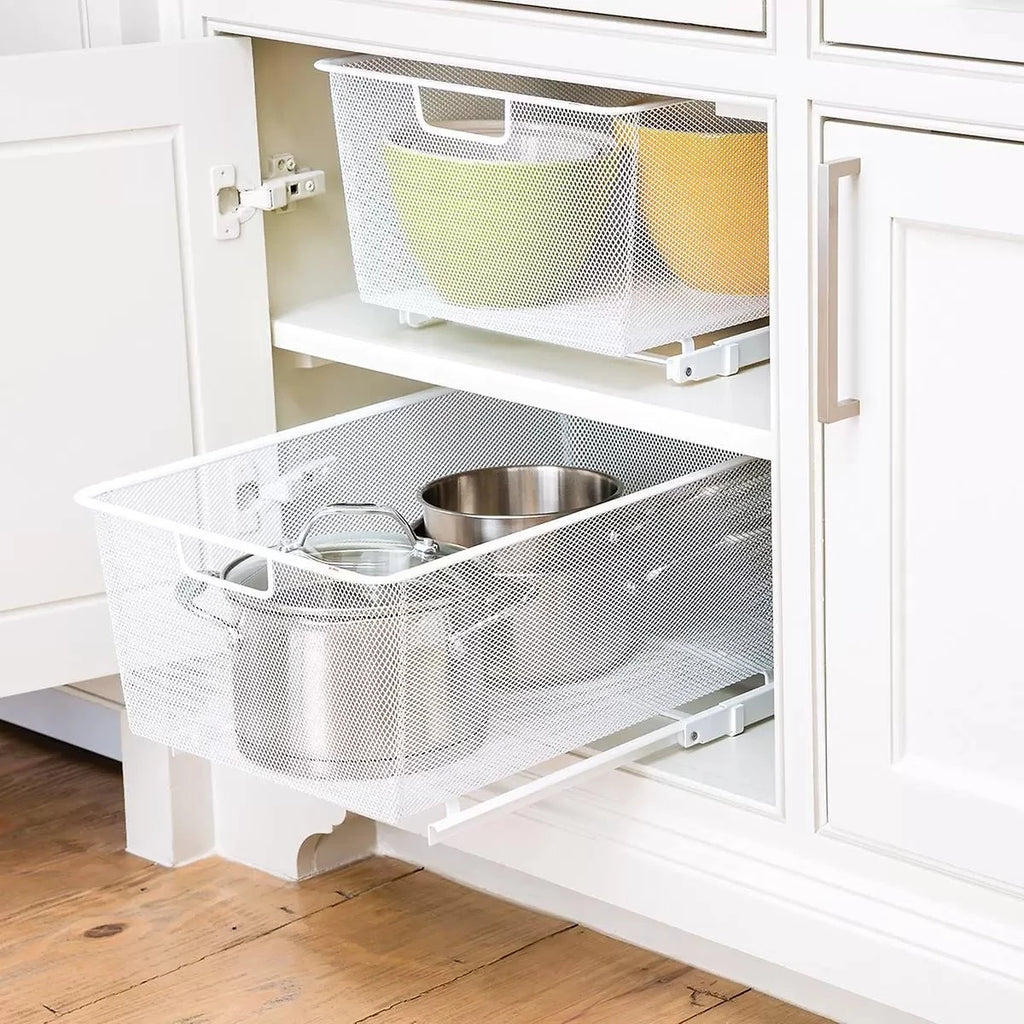 Medium 35 Elfa Easy Glider with Mesh BasketWidth 35cm wide The Organised Store