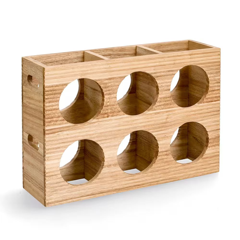 Wine Rack For 6 Bottles, Rubberwood
