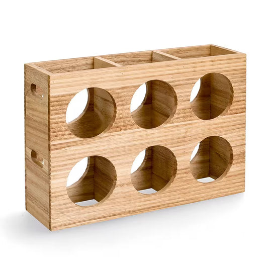 Wine Rack For 6 Bottles, Rubberwood