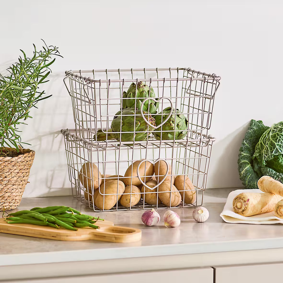 Stackable Metal Storage Basket- Heart