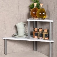 Kitchen Corner Shelf - White/Grey
