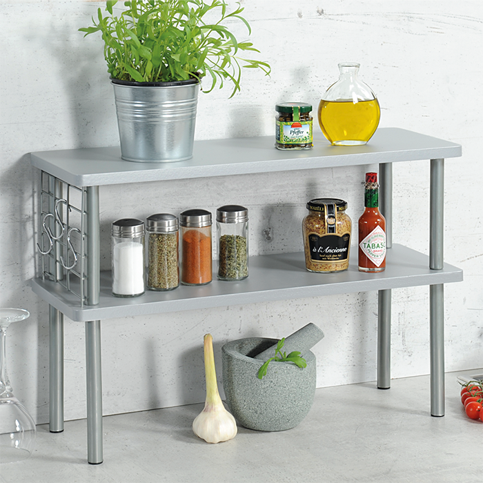 Kitchen Shelf With 2 Levels Grey