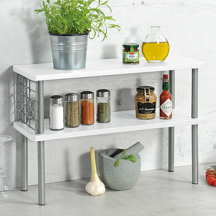 Kitchen Shelf With 2 Levels White