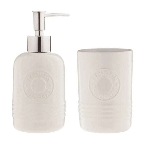 Soap Dispenser And Tumbler Set, Cream - The Organised Store