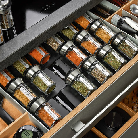 Bamboo Spice Rack with 10 Spice bottles