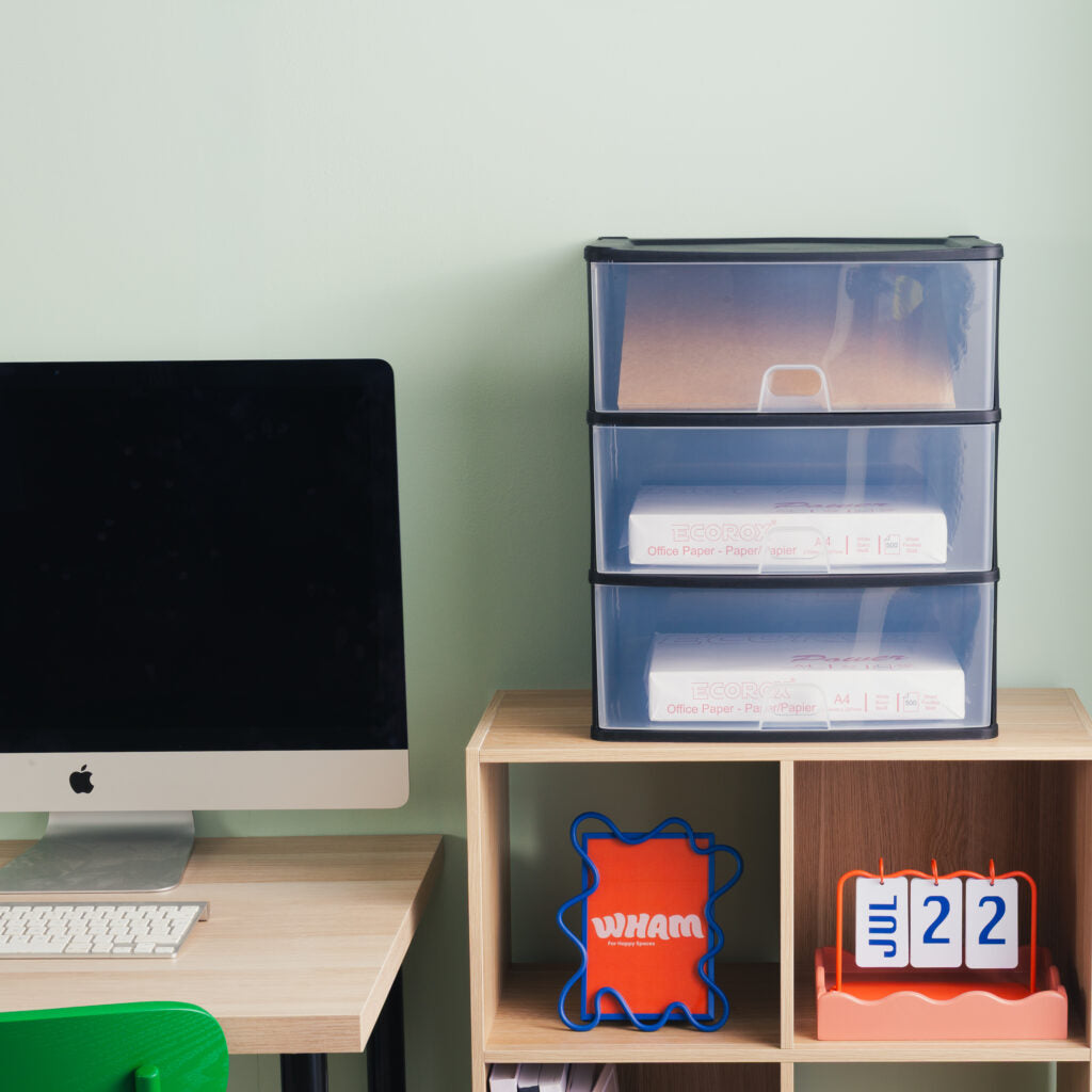 Wham® Organise Drawers Large 3D Black/ Clear