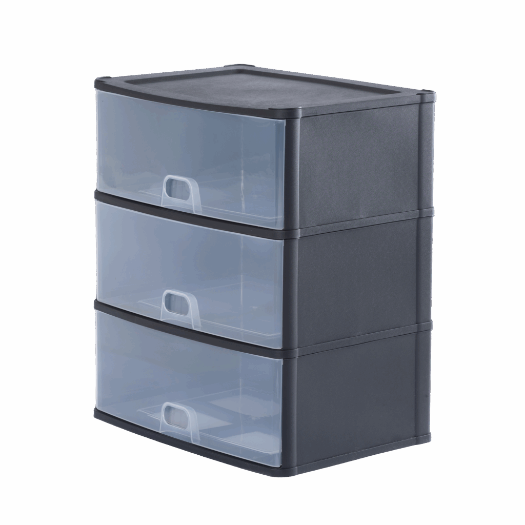 Wham® Organise Drawers Large 3D Black/ Clear