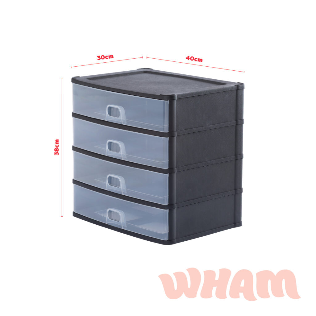 Wham® Organise Drawers Large 4S Black/Clear