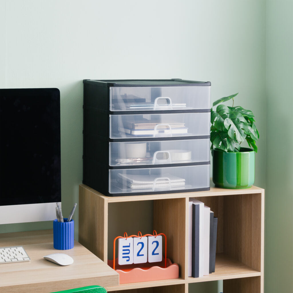 Wham® Organise Drawers Large 4S Black/Clear