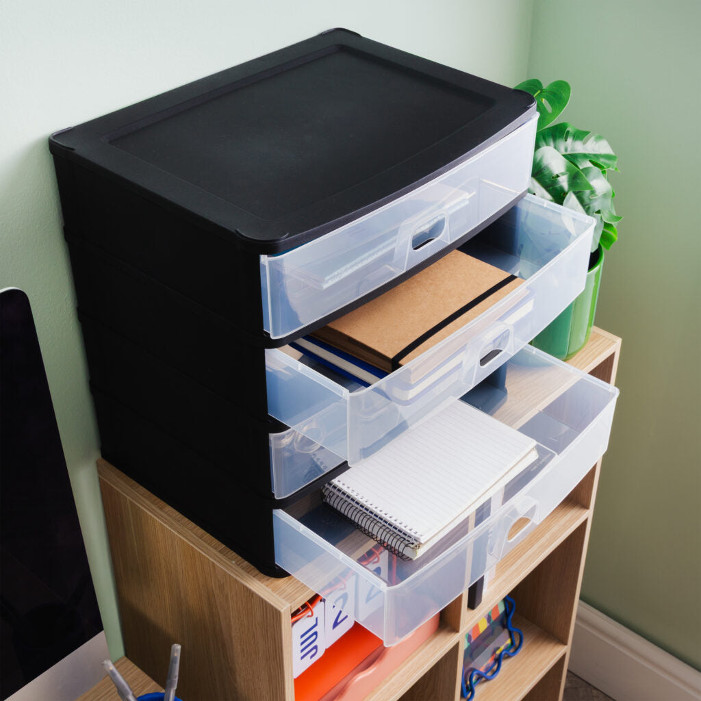 Wham® Organise Drawers Large 4S Black/Clear