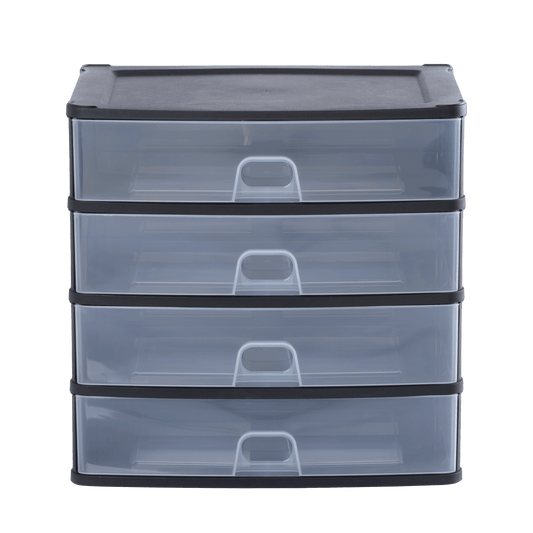 Wham® Organise Drawers Large 4S Black/Clear - The Organised Store