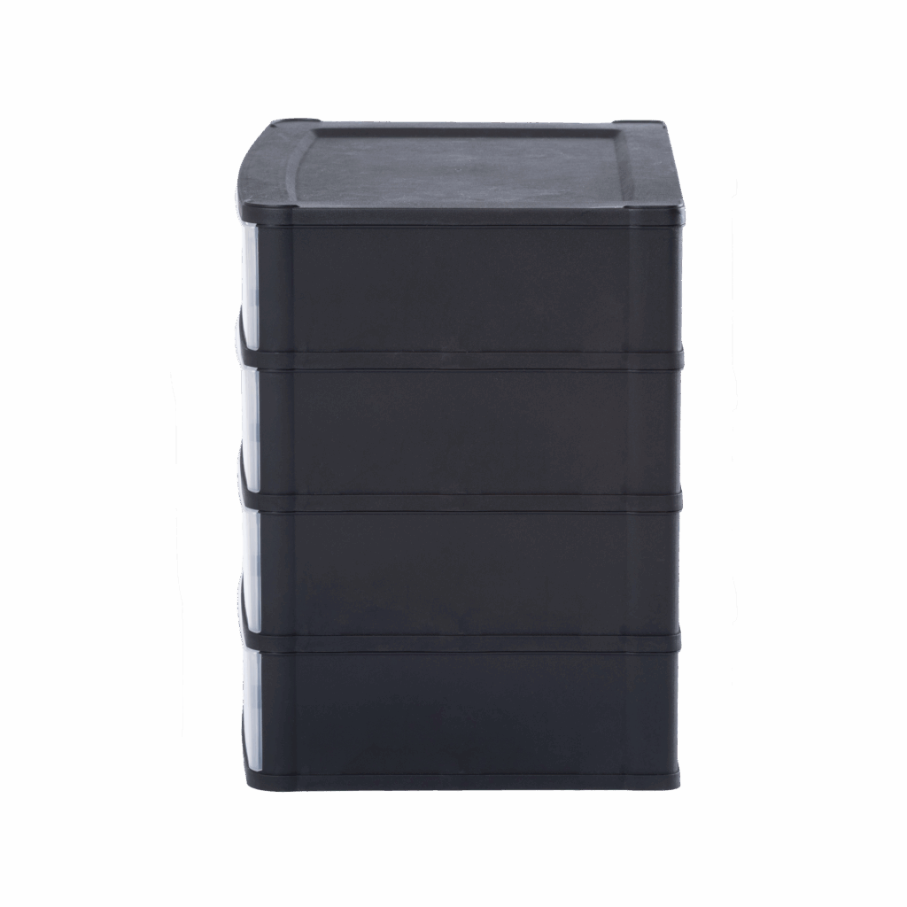 Wham® Organise Drawers Large 4S Black/Clear