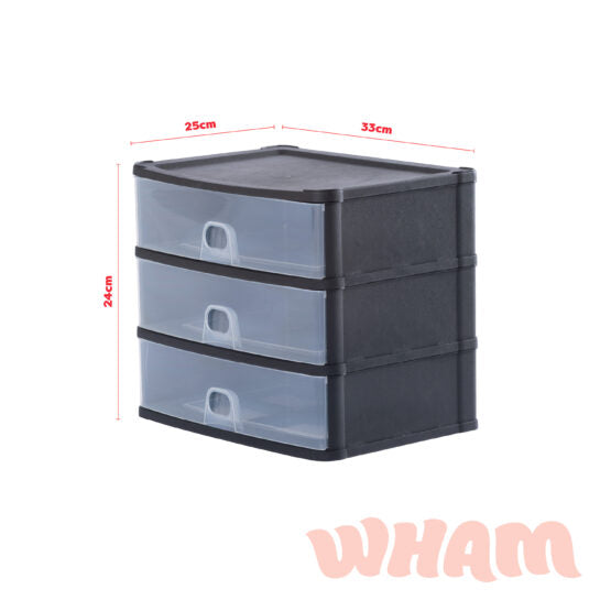 Organise Drawers Medium 3D Black/Clear