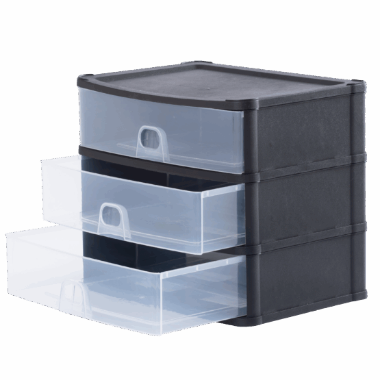 Organise Drawers Medium 3D Black/Clear
