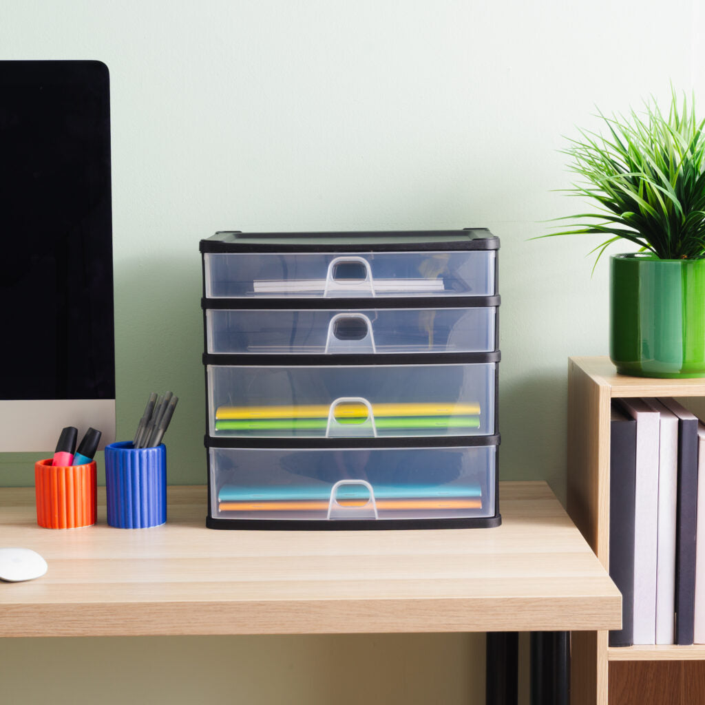 Wham® Organise Drawers Medium 2D 2S Black/Clear