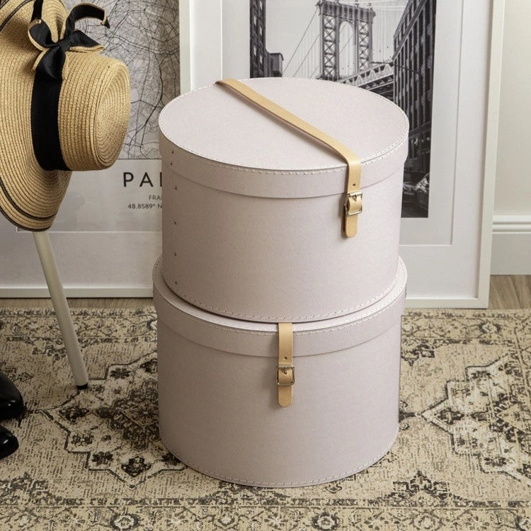 Rut Round Storage Boxes with Strap- Set of 2-Rose - The Organised Store