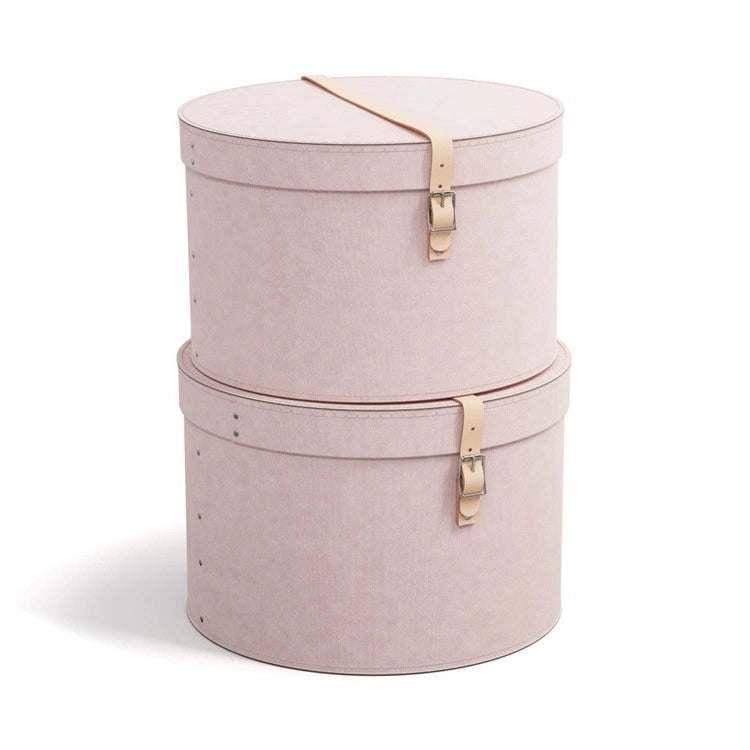 Rut Round Storage Boxes with Strap- Set of 2-Rose - The Organised Store