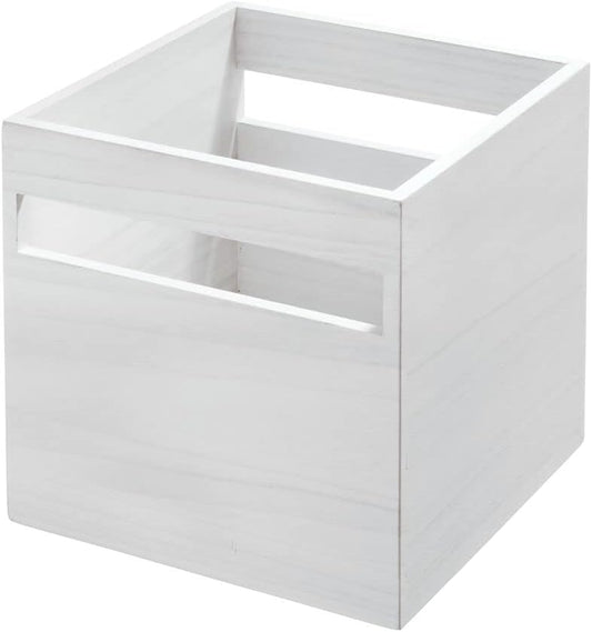 EcoWood Square Wood Storage Box-Whitewash