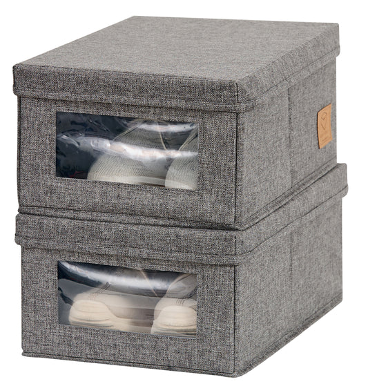 Shoe Storage Box With Window, Set Of 2