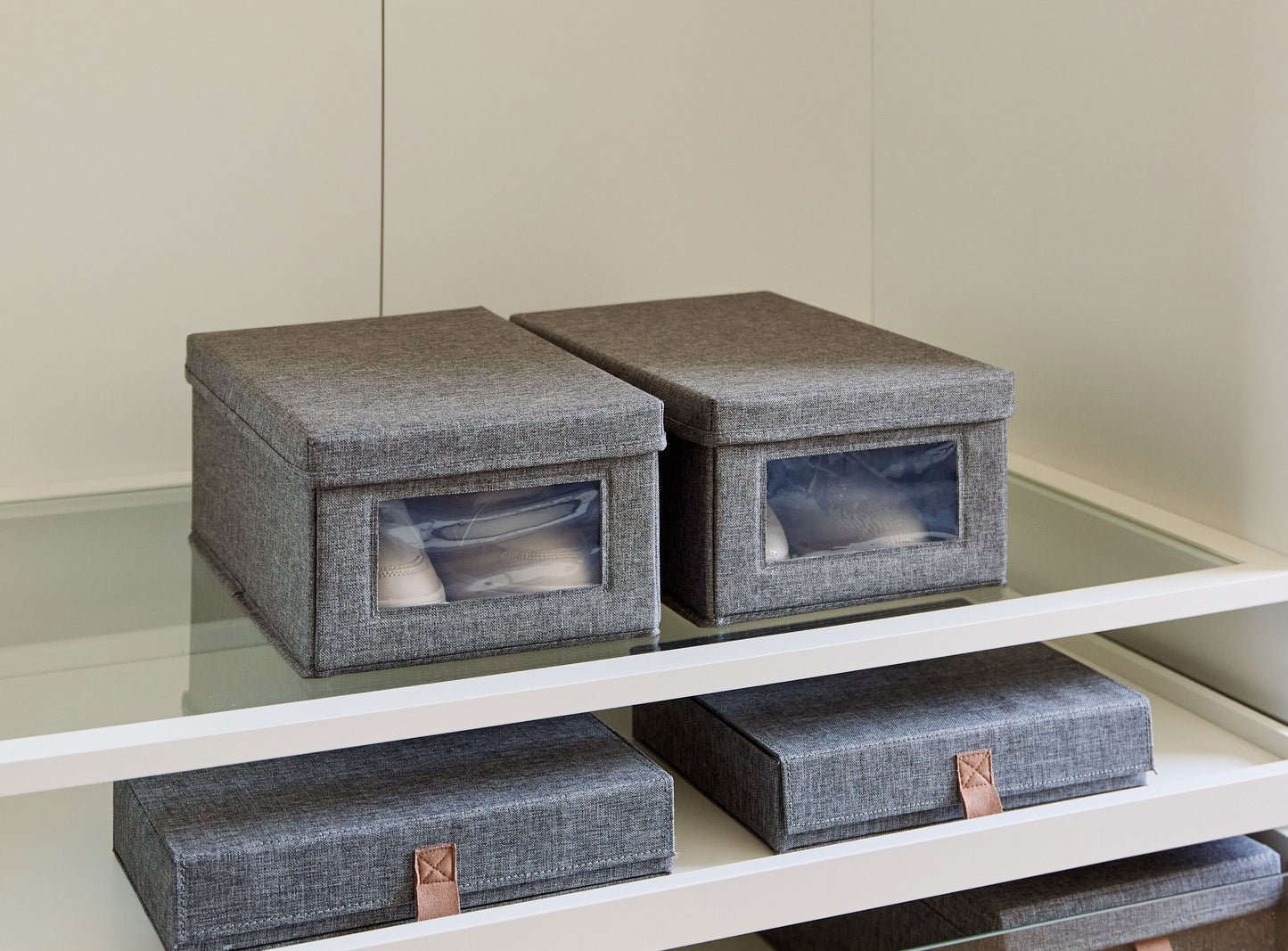 Shoe Storage Box With Window, Set Of 2