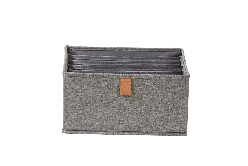Premium Fabric Wardrobe Organiser - Set of 2  With 6 Compartments - Grey