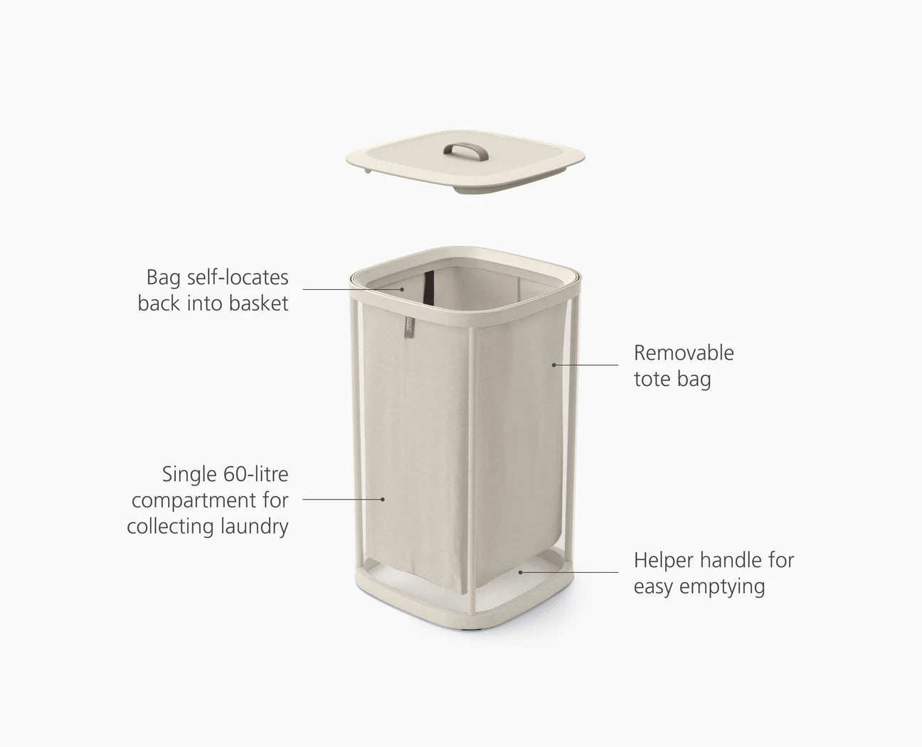 Tota 60L -Single- Laundry Basket- Ecru