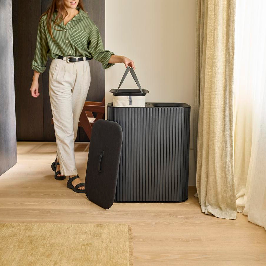 Tota Luxe 90L Black Laundry Separation Basket - The Organised Store