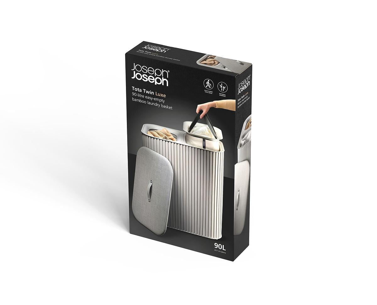 Tota Luxe 90L Ecru Laundry Separation Basket-2 Laundry Sections - The Organised Store