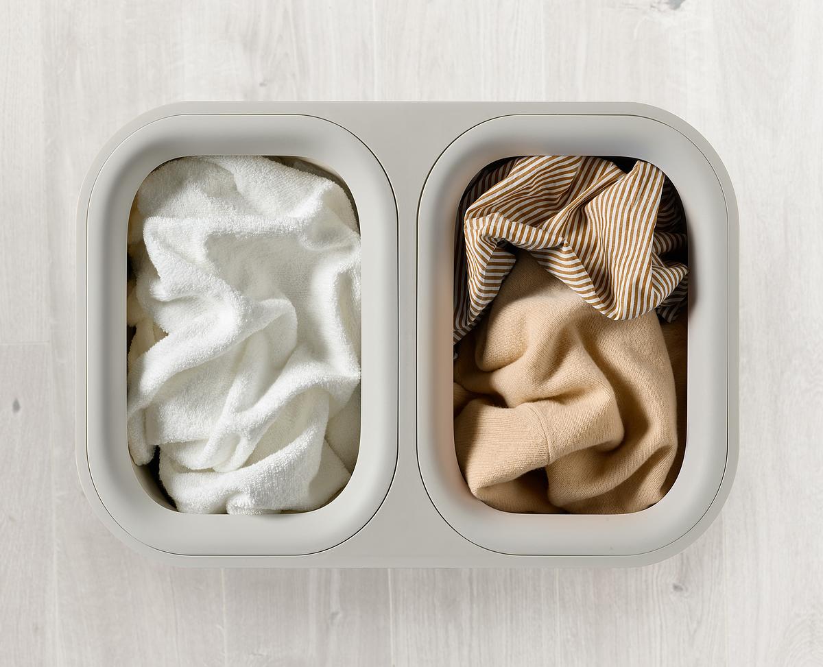 Tota Luxe 90L Ecru Laundry Separation Basket-2 Laundry Sections - The Organised Store