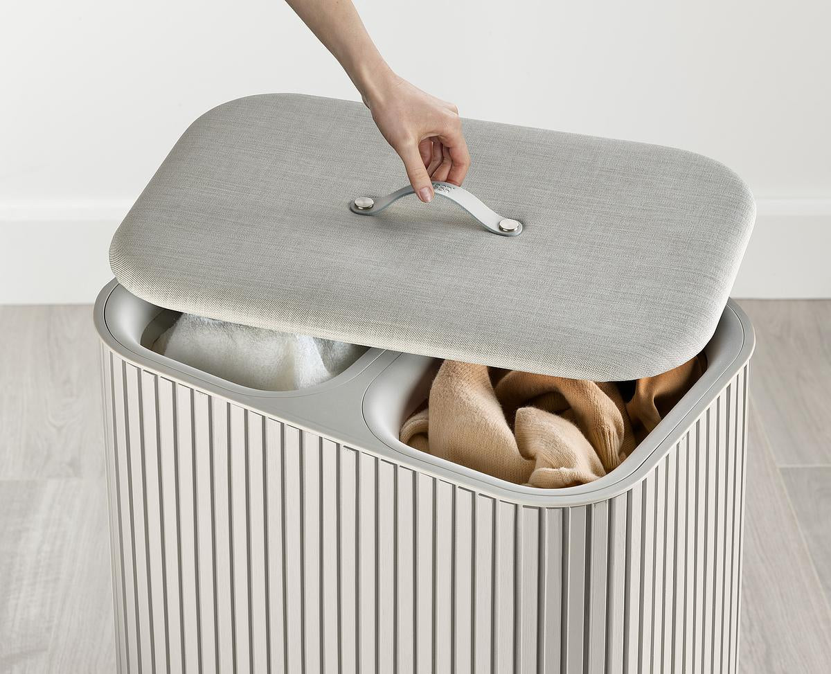 Tota Luxe 90L Ecru Laundry Separation Basket-2 Laundry Sections - The Organised Store