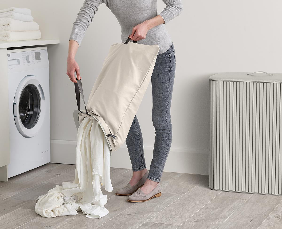 Tota Luxe 90L Ecru Laundry Separation Basket-2 Laundry Sections - The Organised Store