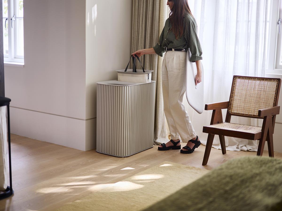 Tota Luxe 90L Ecru Laundry Separation Basket-2 Laundry Sections - The Organised Store
