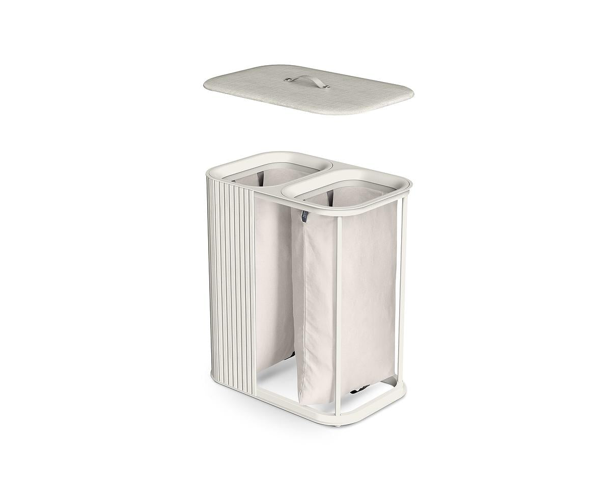Tota Luxe 90L Ecru Laundry Separation Basket-2 Laundry Sections - The Organised Store