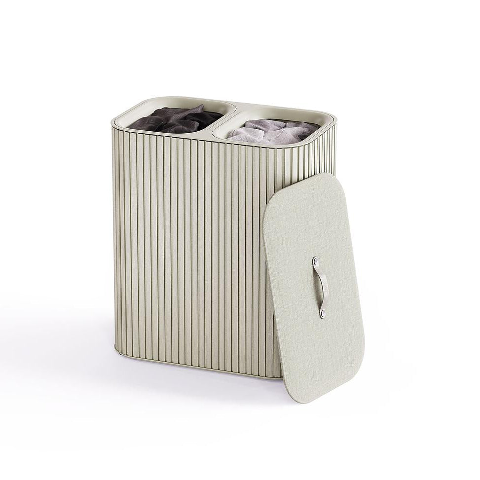 Tota Luxe 90L Ecru Laundry Separation Basket-2 Laundry Sections - The Organised Store