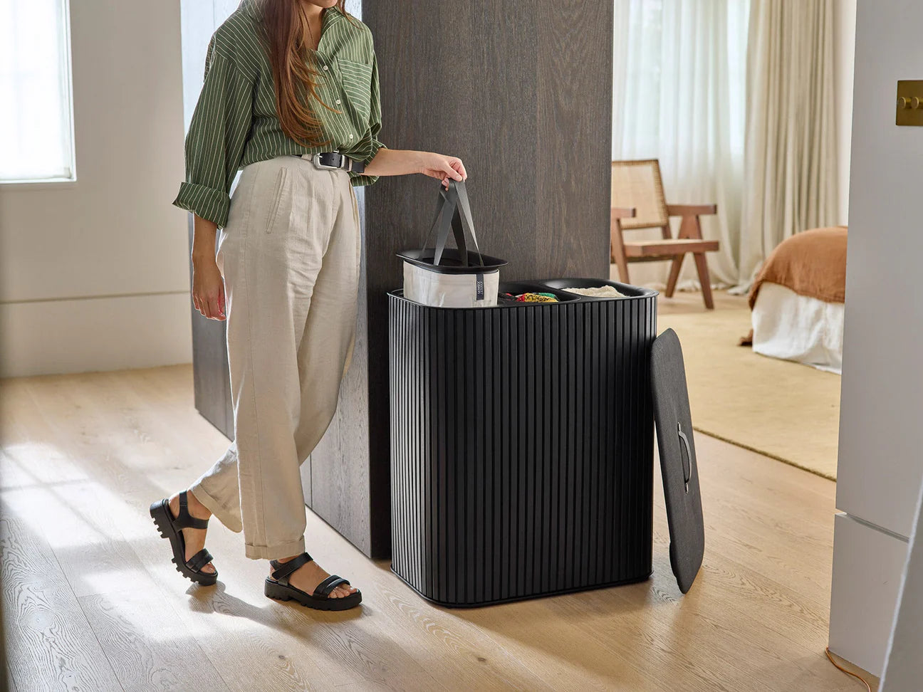 Tota Luxe 90L Black Laundry Separation Basket