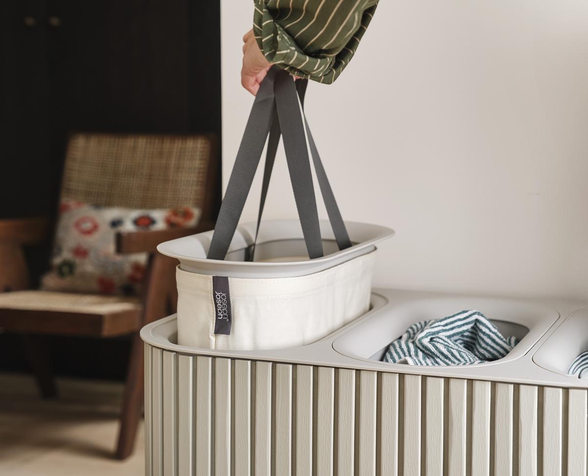 Tota Trio Luxe 90L Laundry Separation Basket-Ecru