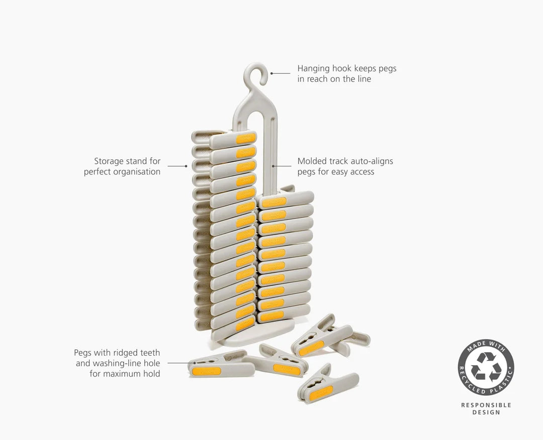 30-Piece Clothes Peg Set With Storage Stand
