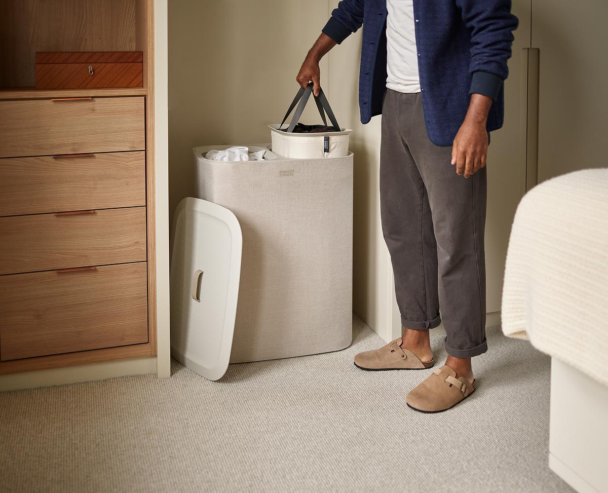 Tota- 90L- Double Laundry Separation Basket- Ecru