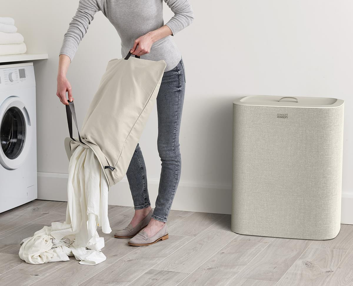 Tota- 90L- Double Laundry Separation Basket- Ecru