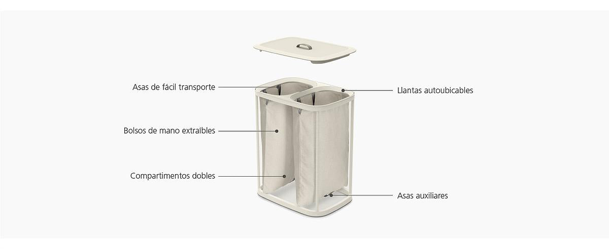 Tota- 90L- Double Laundry Separation Basket- Ecru
