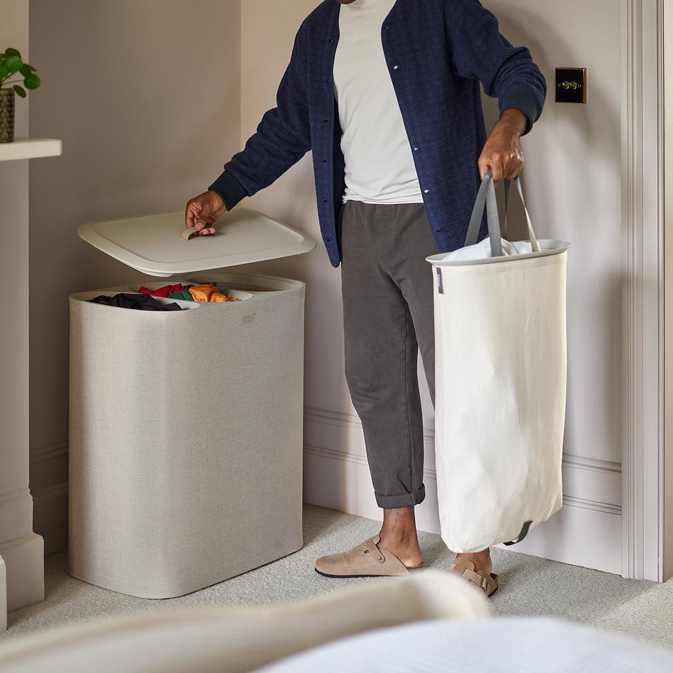 Tota Trio 90L Ecru Laundry Separation Basket-3 Laundry Sections - The Organised Store