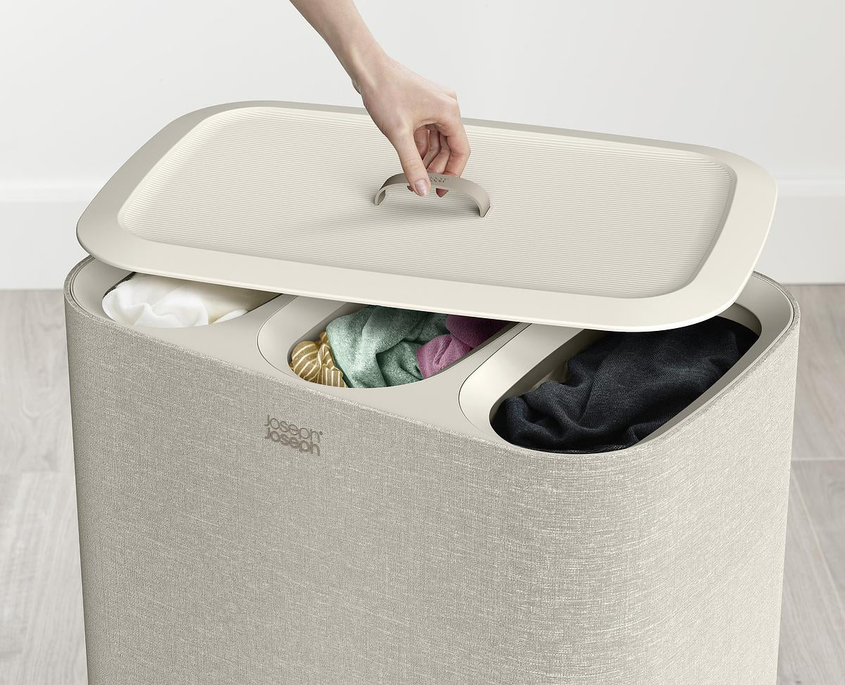 Tota Trio 90L Ecru Laundry Separation Basket-3 Laundry Sections - The Organised Store